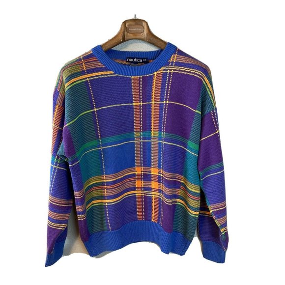 9s Nautica Mens Oversized Plaid Sweater 